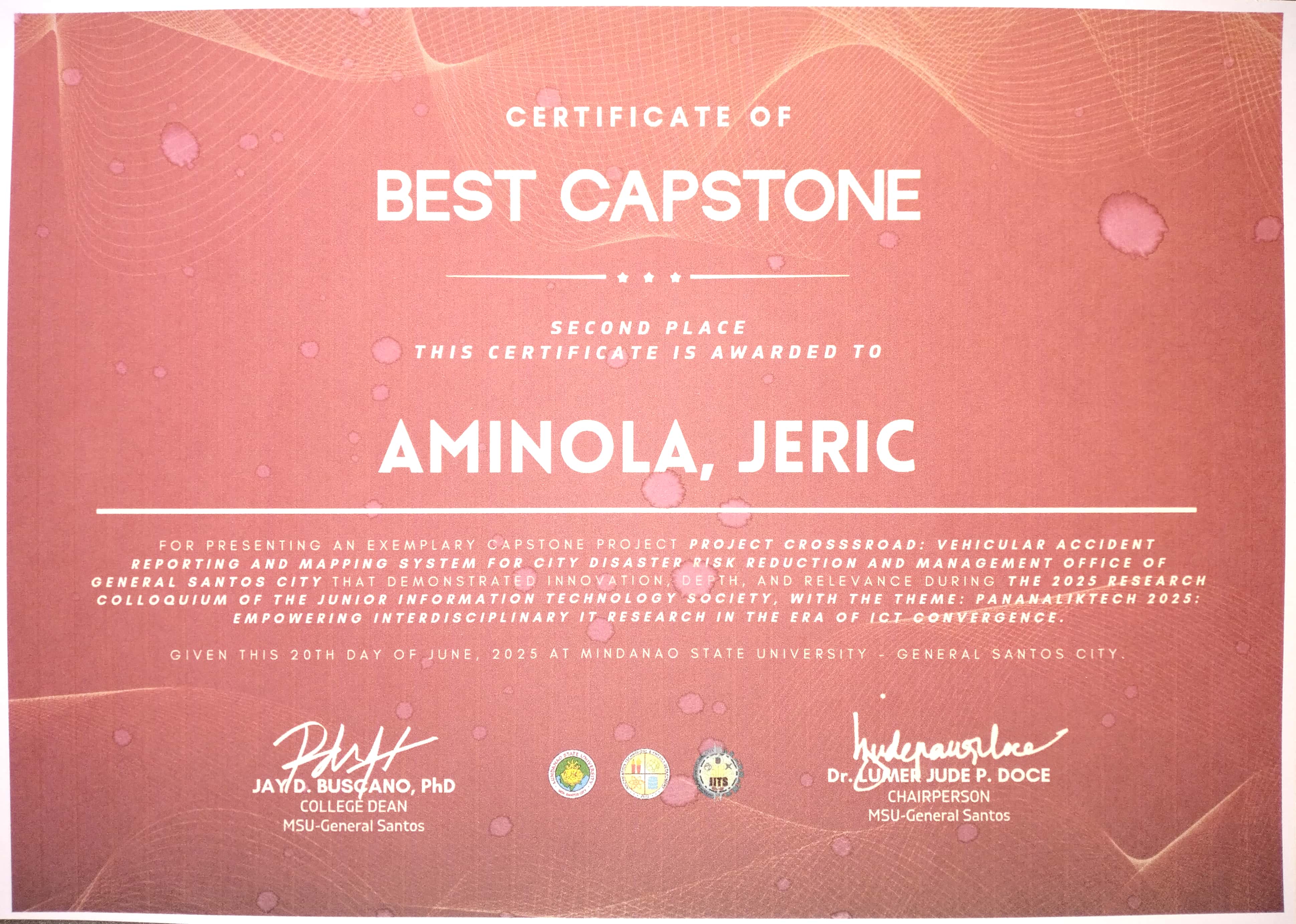 Best Capstone (2nd Place)