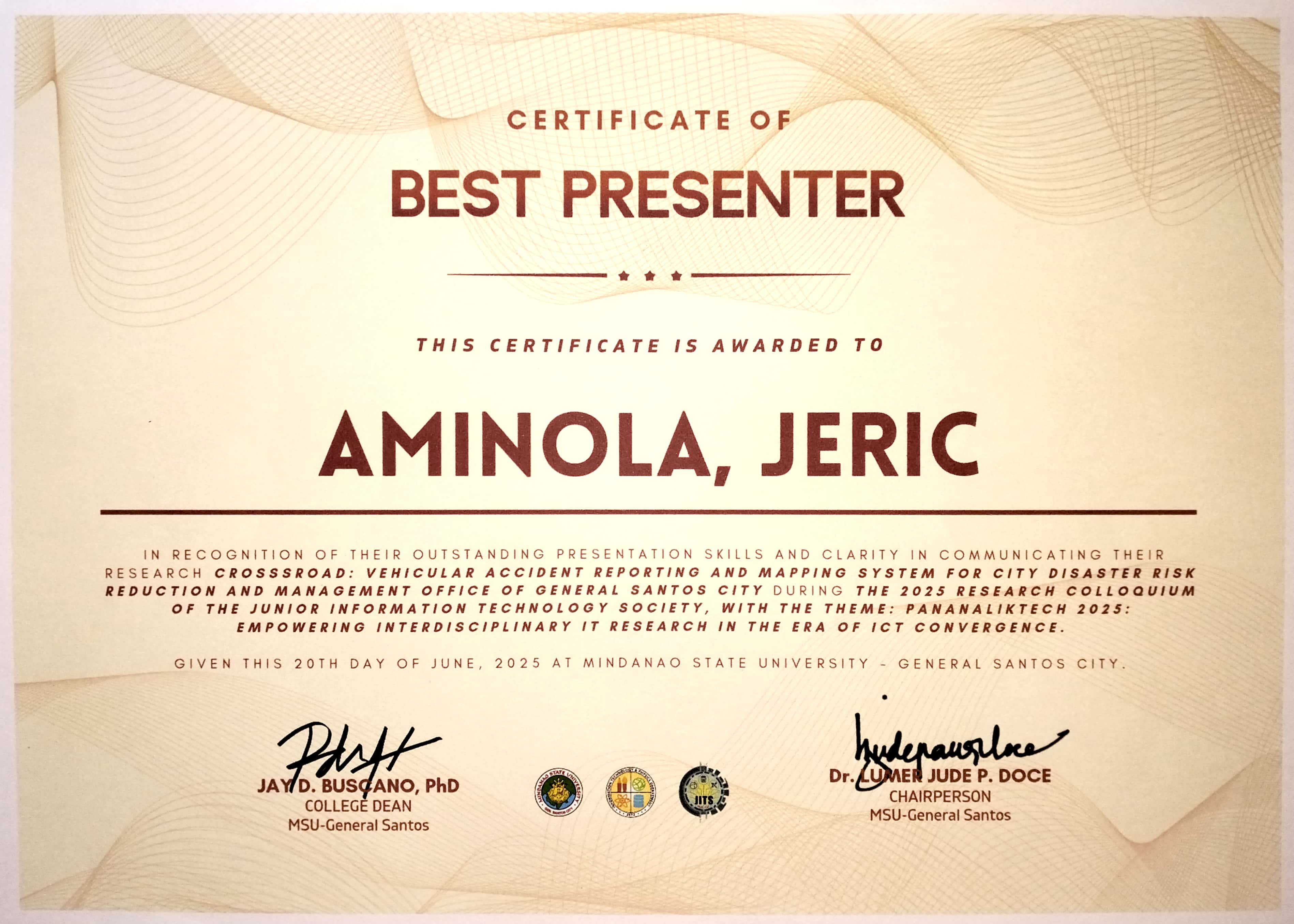 Best Capstone Presenter