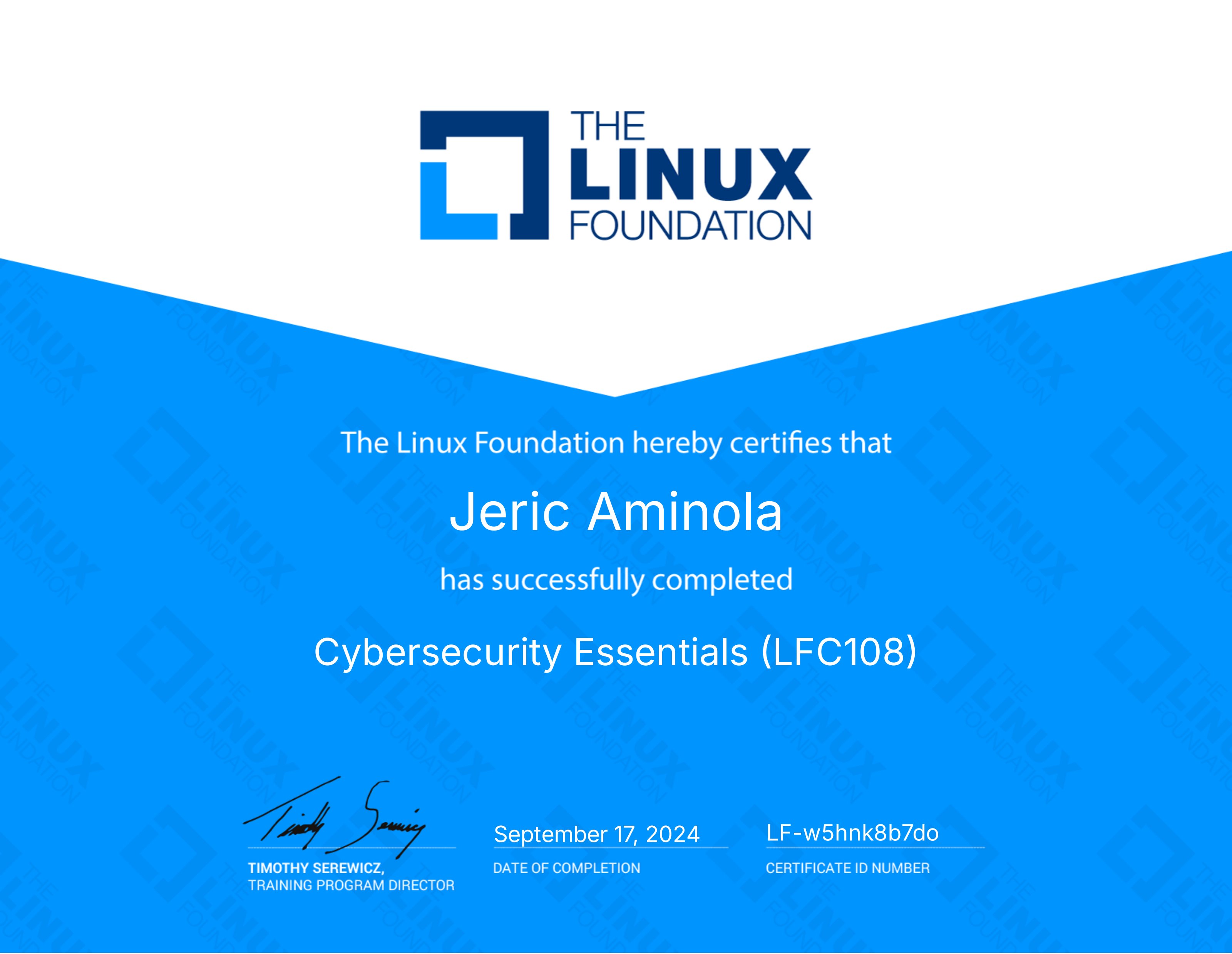 Cybersecurity Essentials (LFC108)